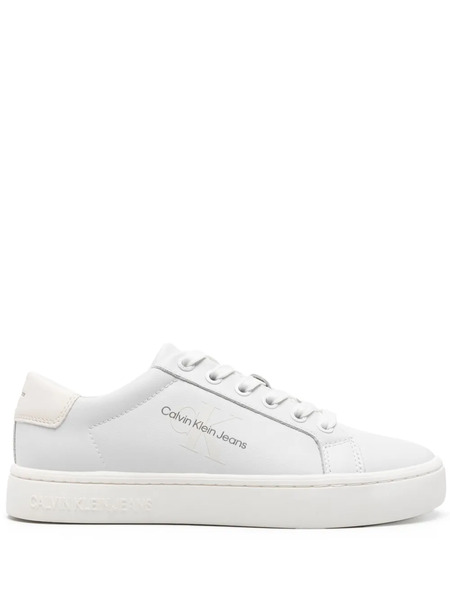  Calvin Klein Jeans Logo-embossed Leather Sneakers - White 