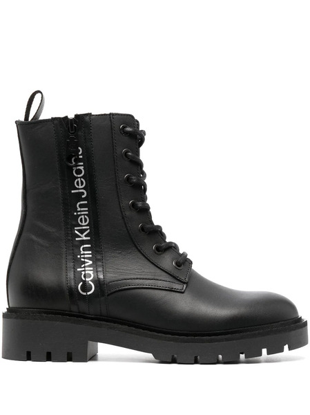  Calvin Klein Jeans Logo-print Leather Boots - Black 