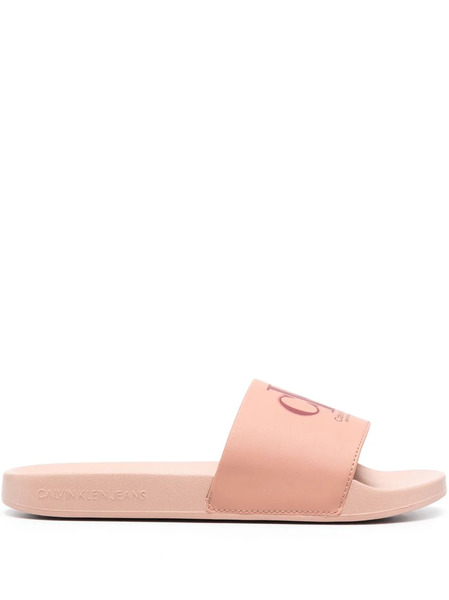  Calvin Klein Jeans Logo-print Open-toe Slides - Pink 