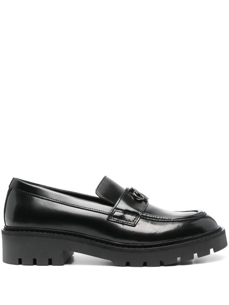  Calvin Klein Jeans Monogram-plaque Leather Loafers - Black 