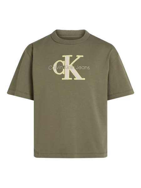  Calvin Klein Kids Embroidered-logo T-shirt - Green 