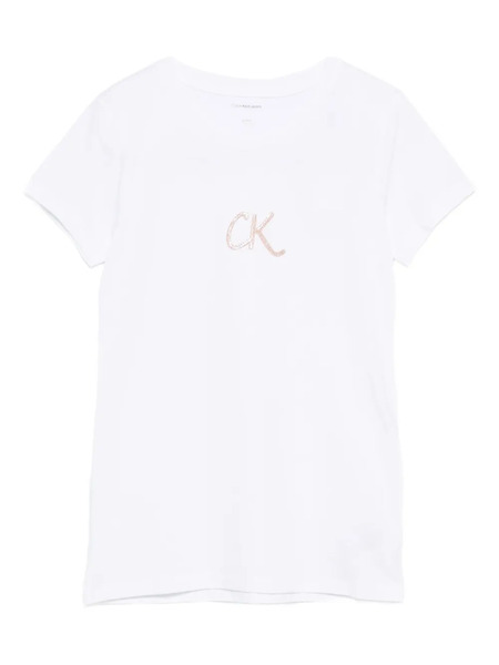  Calvin Klein Kids Logo Cotton Top - White 