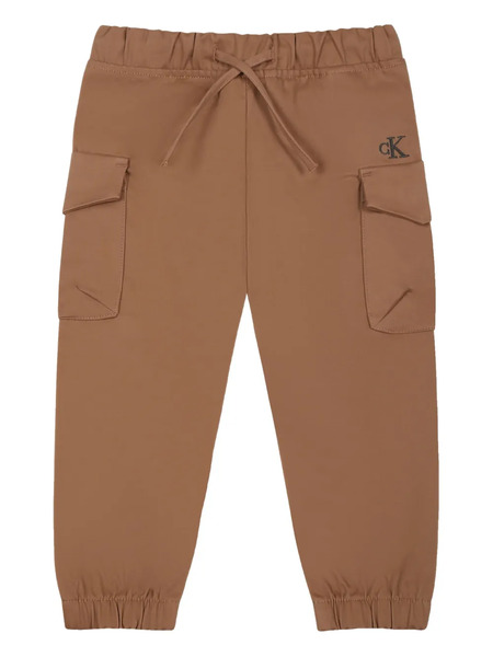  Calvin Klein Kids Logo-embroidered Cargo Trousers - Brown 