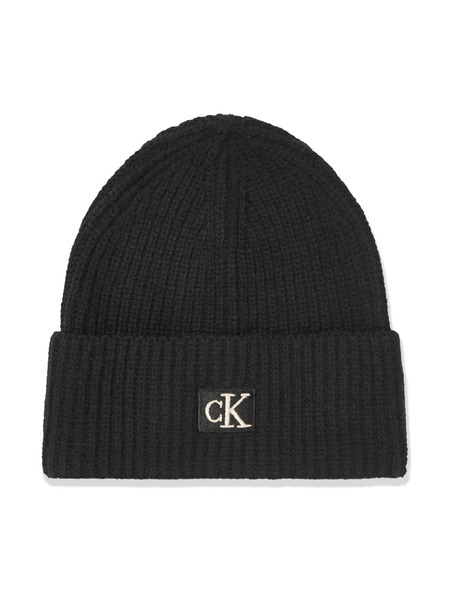  Calvin Klein Kids Logo-patch Ribbed-knit Beanie - Black 