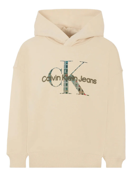  Calvin Klein Kids Logo-print Hooded Sweatshirt - Neutrals 