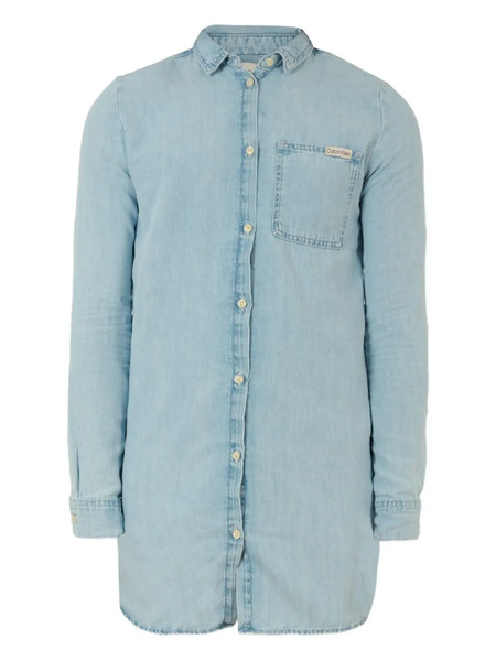  Calvin Klein Kids Long-sleeve Chest-pocket Shirt - Blue 