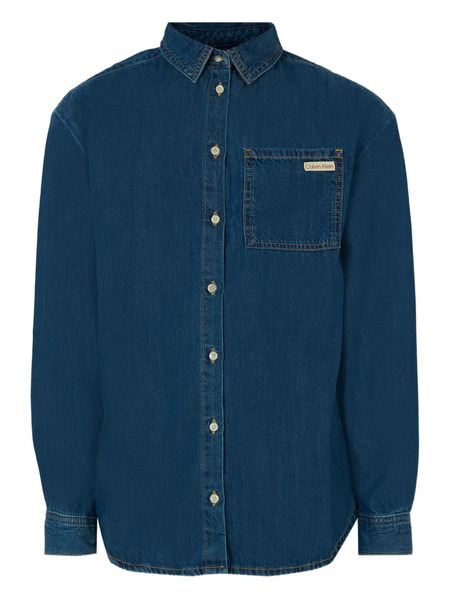  Calvin Klein Kids Long-sleeve Pocket Shirt - Blue 