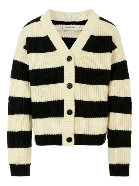  Calvin Klein Kids Stripe Button Cardigan - Neutrals 