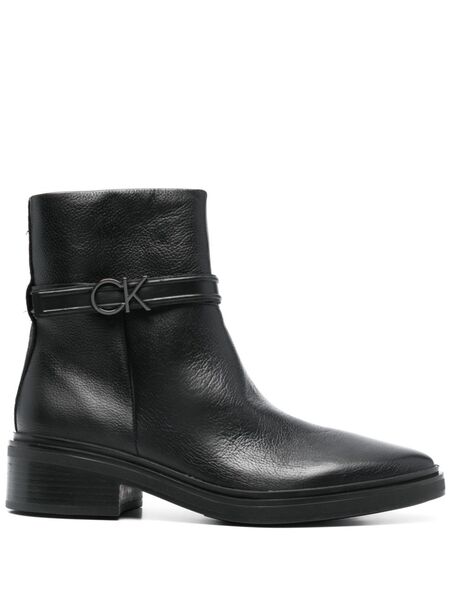  Calvin Klein Leather Ankle Boots - Black 