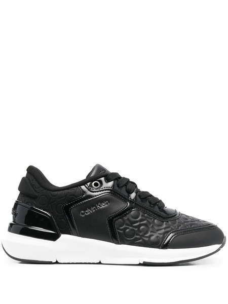  Calvin Klein Leather Monogram-pattern Sneakers - Black 