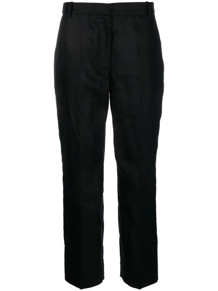  Calvin Klein Linen Cropped Trousers - Black 