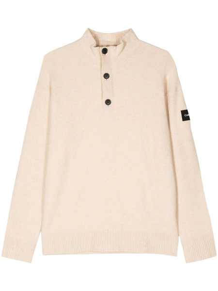  Calvin Klein Logo-appliqué Brushed Jumper - Neutrals 