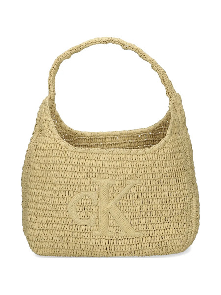  Calvin Klein Logo Braided Shoulder Bag - Neutrals 