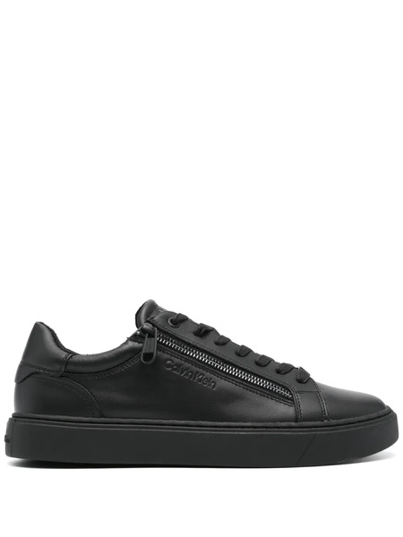  Calvin Klein Logo-debossed Leather Sneakers - Black 