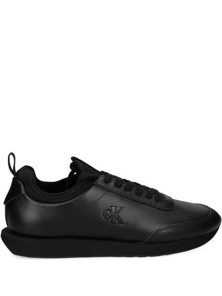  Calvin Klein Logo-embossed Leather Sneakers - Black 