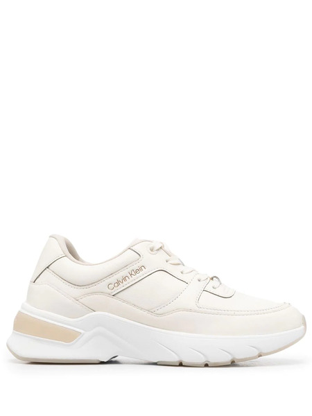  Calvin Klein Logo-embroidered Panelled Sneakers - Neutrals 