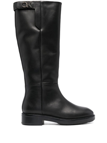  Calvin Klein Logo-plaque Knee-high Boots - Black 