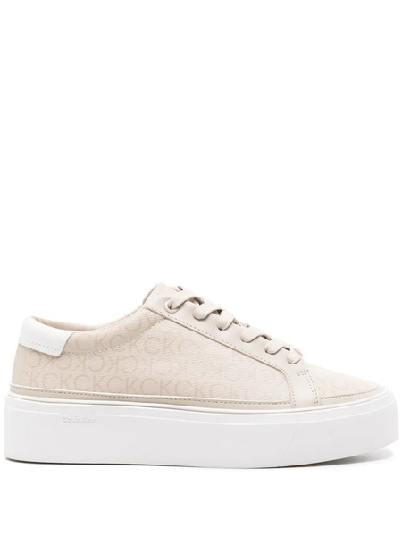  Calvin Klein Logo-print Flatform Sneakers - Neutrals 