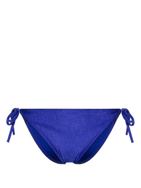 Calvin Klein Logo-tape Ribbed Bikini Bottoms - Blue 