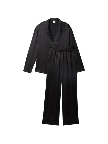  Calvin Klein Long-sleeve Buttoned Pajamas - Black 