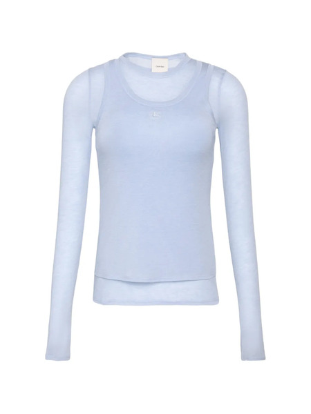  Calvin Klein Long-sleeve Double-layer T-shirt - Blue 