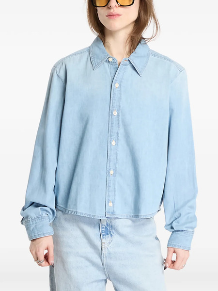  Calvin Klein Long-sleeved Cropped Shirt - Blue 