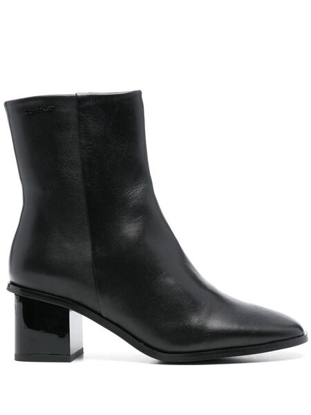  Calvin Klein 50mm Leather Square-toe Ankle Boots - Black 