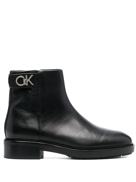  Calvin Klein 35mm Logo-plaque Ankle Boots - Black 