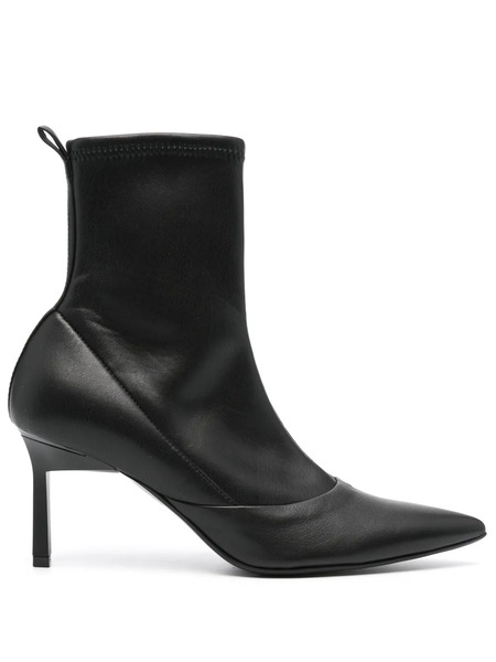  Calvin Klein 75mm Sock-style Ankle Leather Boots - Black 