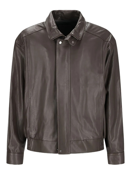  Calvin Klein Paneled Leather Jacket - Brown 