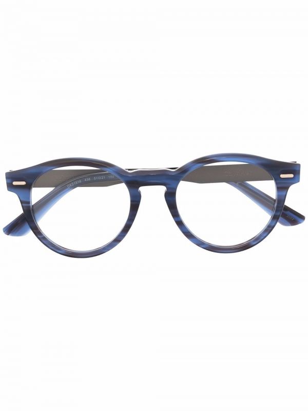  Calvin Klein Round Frame Glasses - Silver 
