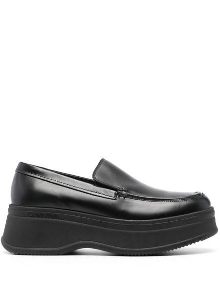  Calvin Klein Round-toe Leather Loafers - Black 