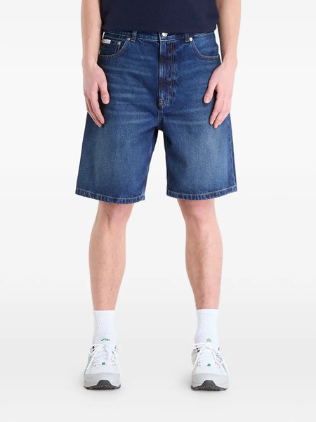  Calvin Klein 90s Oil Slick Denim Shorts - Blue 