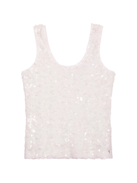  Calvin Klein Sequined Sleeveless Top - White 