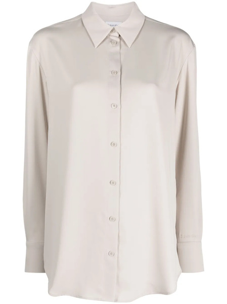  Calvin Klein Straight-point Collar Long-sleeve Shirt - Silver 
