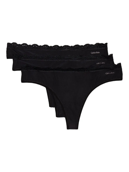  Calvin Klein Underwear Lace-trim Thongs (pack Of Three) - Black 