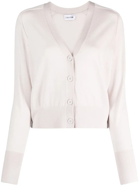  Calvin Klein V-neck Wool Cardigan - Grey 