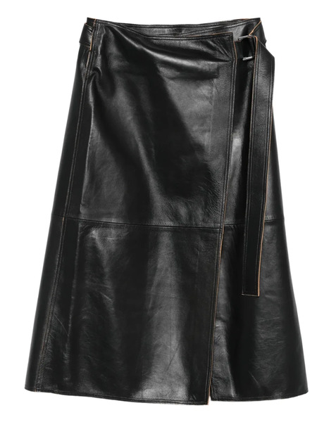  Calvin Klein Wrap-design Leather Skirt - Black 