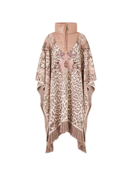  Camilla Aranjuez Animalia Quilted Collar Fringed Poncho - Pink 