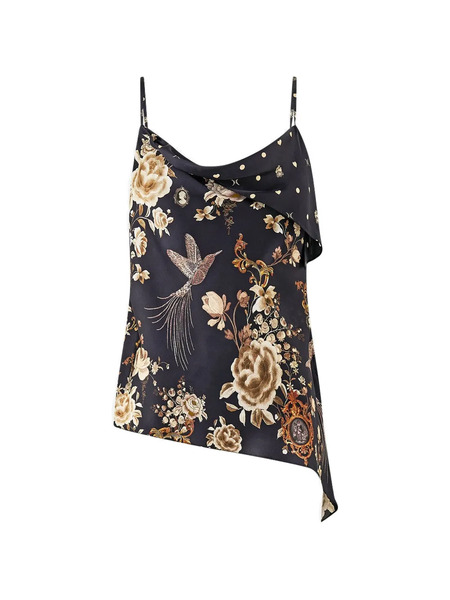  Camilla Asymmetric Draped Top - Black 