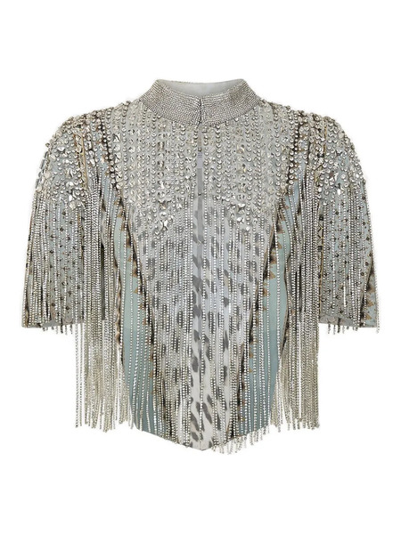  Camilla Beaded Fringed Top - Blue 