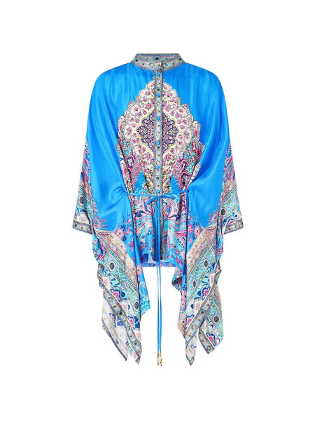  Camilla Button Scarf Blouse - Blue 