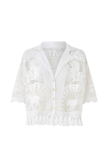  Camilla Cropped Collar Blouse - White 