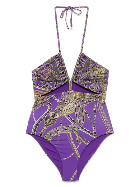  Camilla Cut Out Halter One-pieces - Purple 