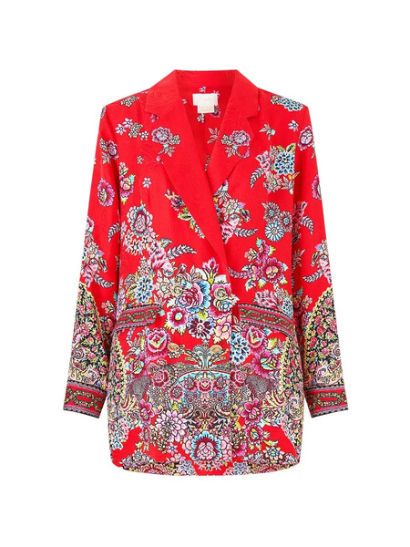  Camilla Double-breasted Floral-print Blazer - Red 