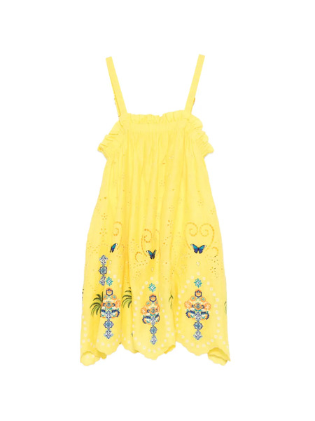  Camilla Embroidered Ruffle Dress - Yellow 