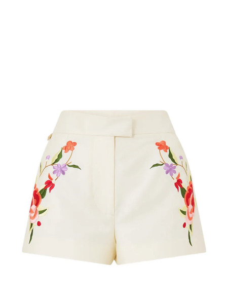  Camilla Floral-embroidered Shorts - Neutrals 