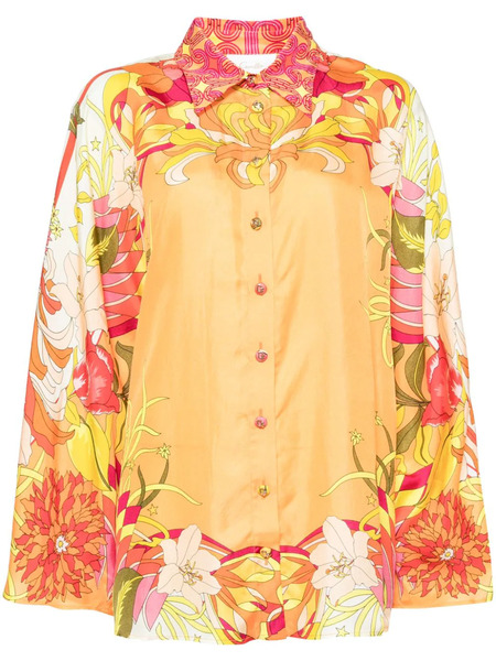  Camilla Floral-print Silk Shirt - Orange 