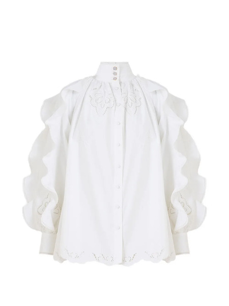  Camilla Frill-sleeve Blouse - White 