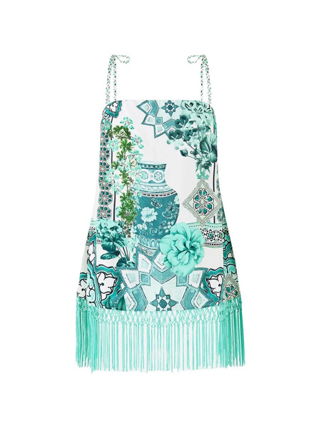  Camilla Fringed-hem Strappy Top - White 